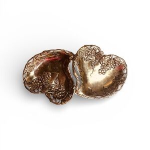 Vintage Godinger Silver Plated Grape Design Double Heart trinket dish/Catchall